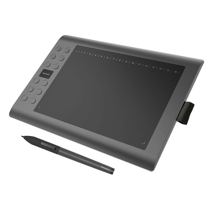 GAOMON M106K - 10 x 6 Zoll Profi Grafiktablett mit 12+16 Programmierender Tasten und Kabellosem Stif