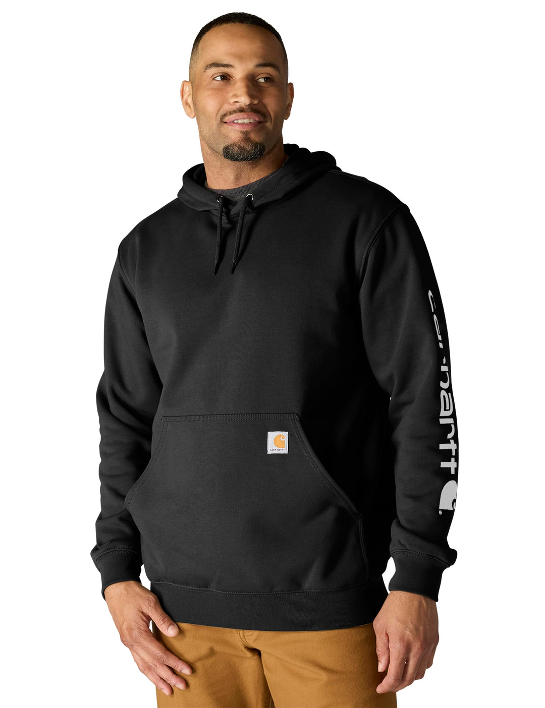 Carhartt Herren Sleeve Logo Hooded Sweatshirt Kapuzenpullover XS Schwarz, XS Schwarz