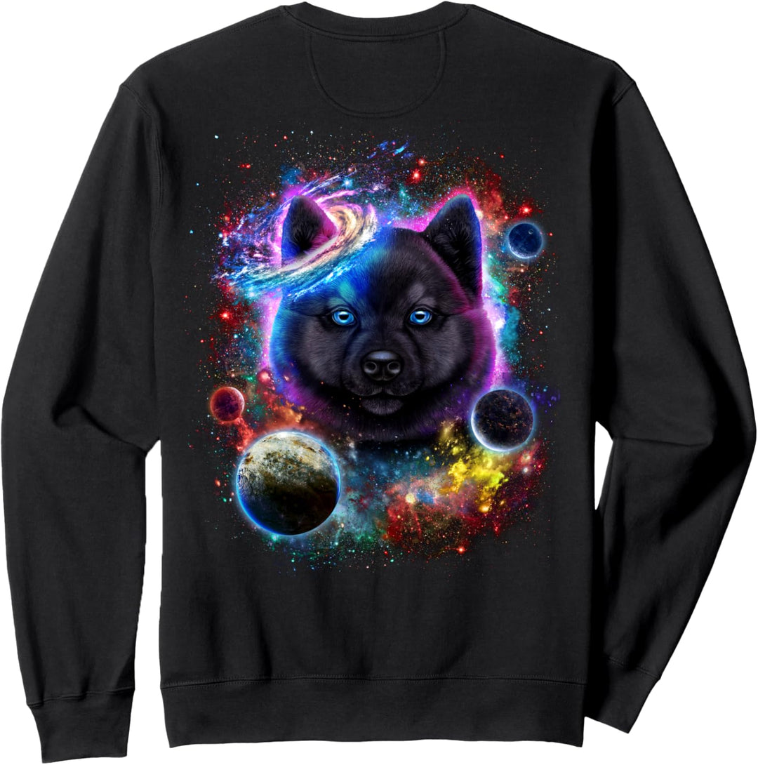 Schwarzer Akita-Hund im Weltraum wirbeln in der Galaxie Sweatshirt