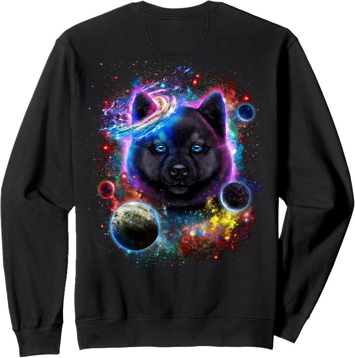 Schwarzer Akita-Hund im Weltraum wirbeln in der Galaxie Sweatshirt