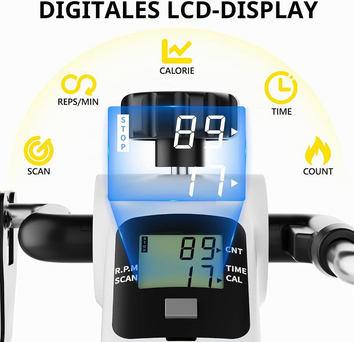MOMODA Untertisch-Fahrradpedaltrainer mit LCD-Display, tragbarer Mini-Heimtrainer für Arm und Bein W