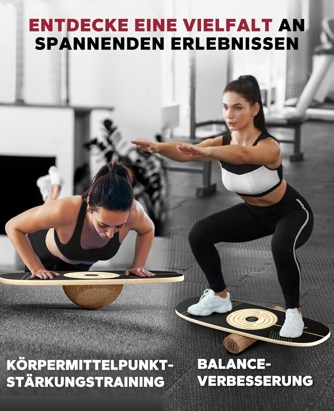 HAPBEAR Labyrinth Balance Board für Erwachsene – 6-in-1 Surfin Balance Board Set mit Korkrolle & Hal