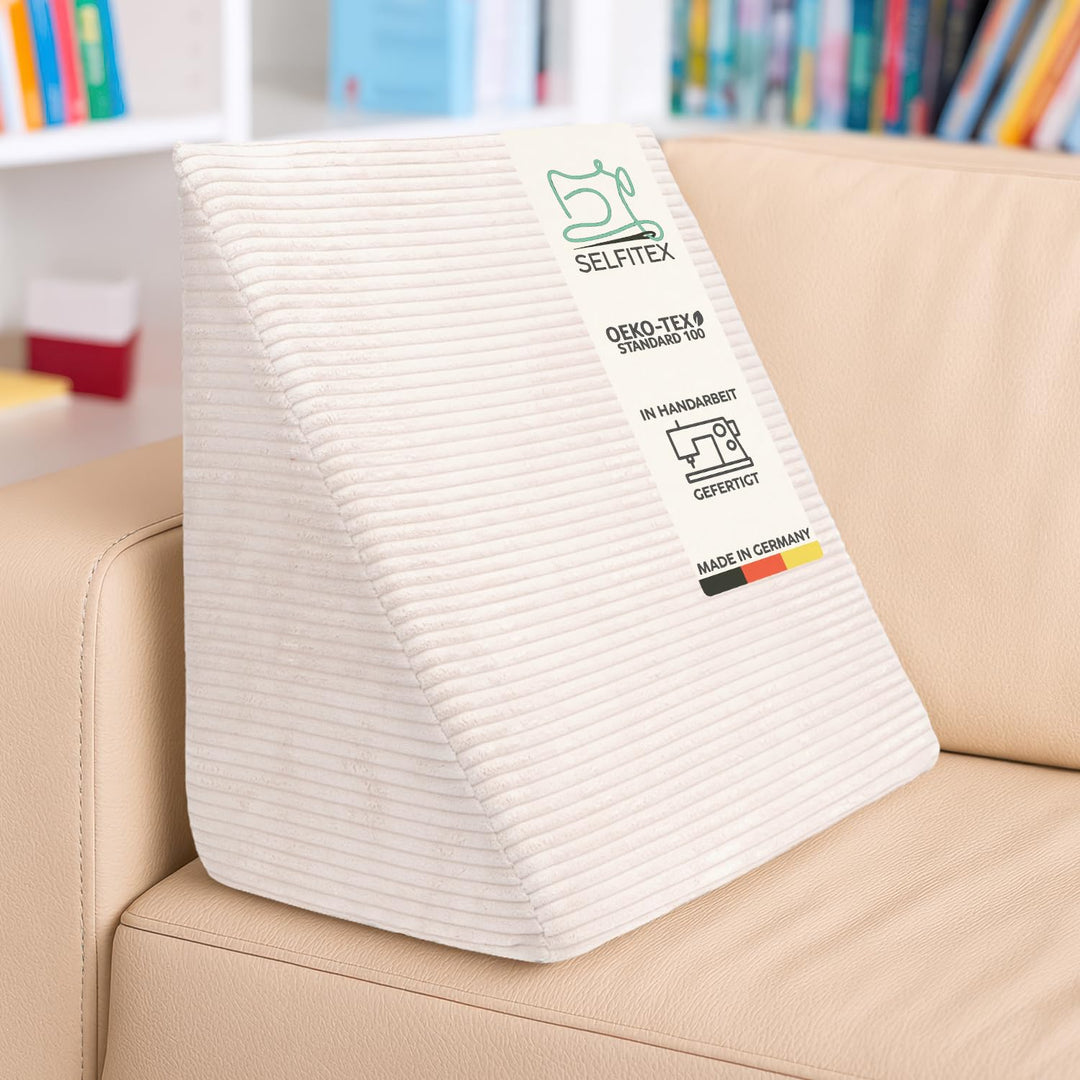 Selfitex Breitcord Keilkissen 60x50x30 cm, Made in Germany, bequemes Lesekissen, Rückenkissen, ergon