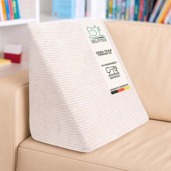 Selfitex Breitcord Keilkissen 60x50x30 cm, Made in Germany, bequemes Lesekissen, Rückenkissen, ergon