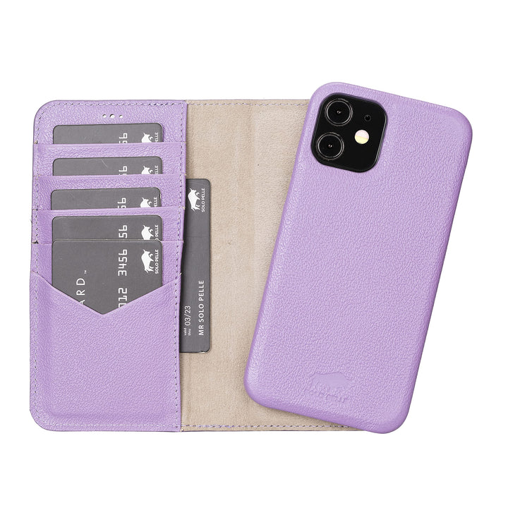 Solo Pelle Lederhülle kompatibel für iPhone 12 Pro Max in 6.7 Zoll abnehmbare Hülle (2in1) inkl. Kar
