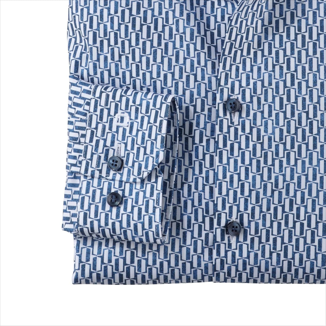 OLYMP Herren Businesshemd Langarm No. Six,Digitaldruck auf Uni,super Slim,Modern Kent 42 Rauchblau 1