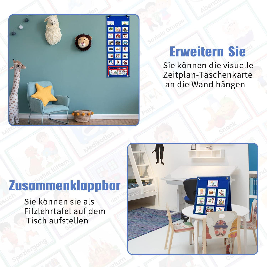 KIKIGOAL Kalender Kinder, Autismus Kinder Kalender Visueller Zeitplan mit 70-Stück deutsche Routine