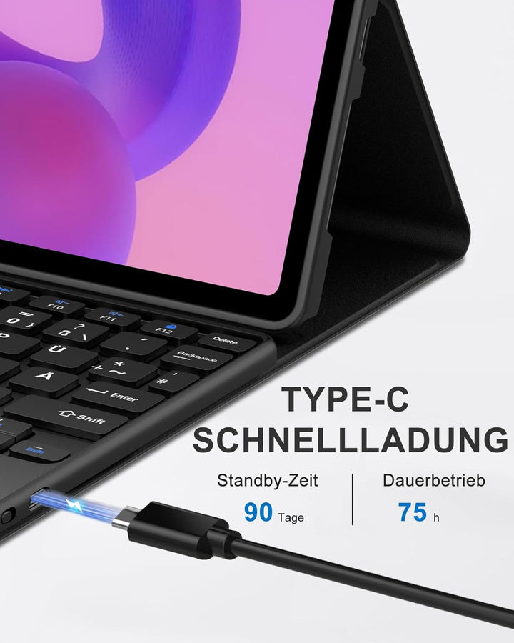 Hülle mit Touchpad für Lenovo Idea Tab 11 (2025) Bluetooth Tastatur, Trackpad Schutzcase QWERTZ, Kom