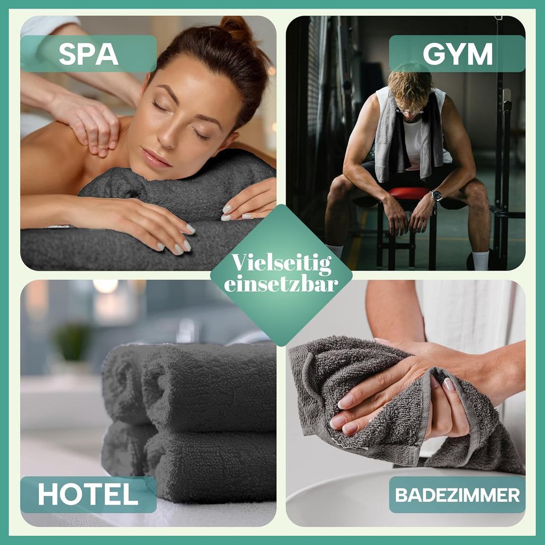 NatureMark 8er Pack Handtücher, 100% Baumwolle, 50 x 100 cm, Handtuch Set Anthrazit grau Anthrazit/G