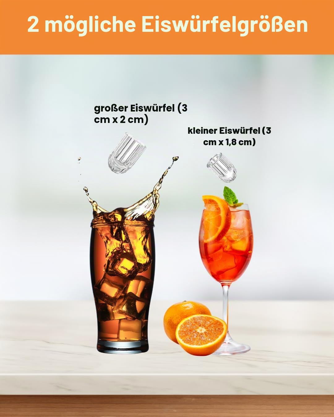 SENYA Eiswürfelmaschine, 2 Eiswürfelgrössen, bis zu 12 kg in 24 Stunden, Tank 1,3 l – LED-Display –