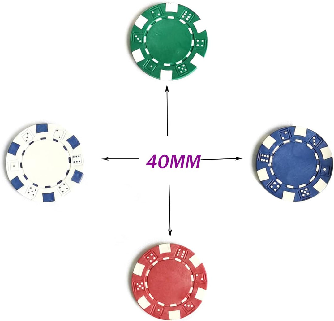 SEETOOOGAMES Casino-Poker-Chips, 11,5 g, gestreift, 4 Farben (rot, grün, weiss und blau) 50 rot, 50