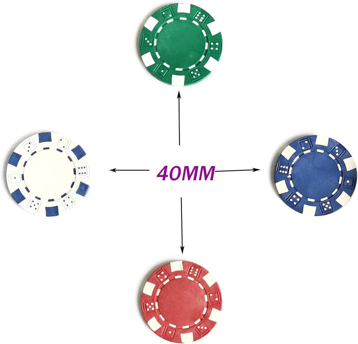 SEETOOOGAMES Casino-Poker-Chips, 11,5 g, gestreift, 4 Farben (rot, grün, weiss und blau) 50 rot, 50