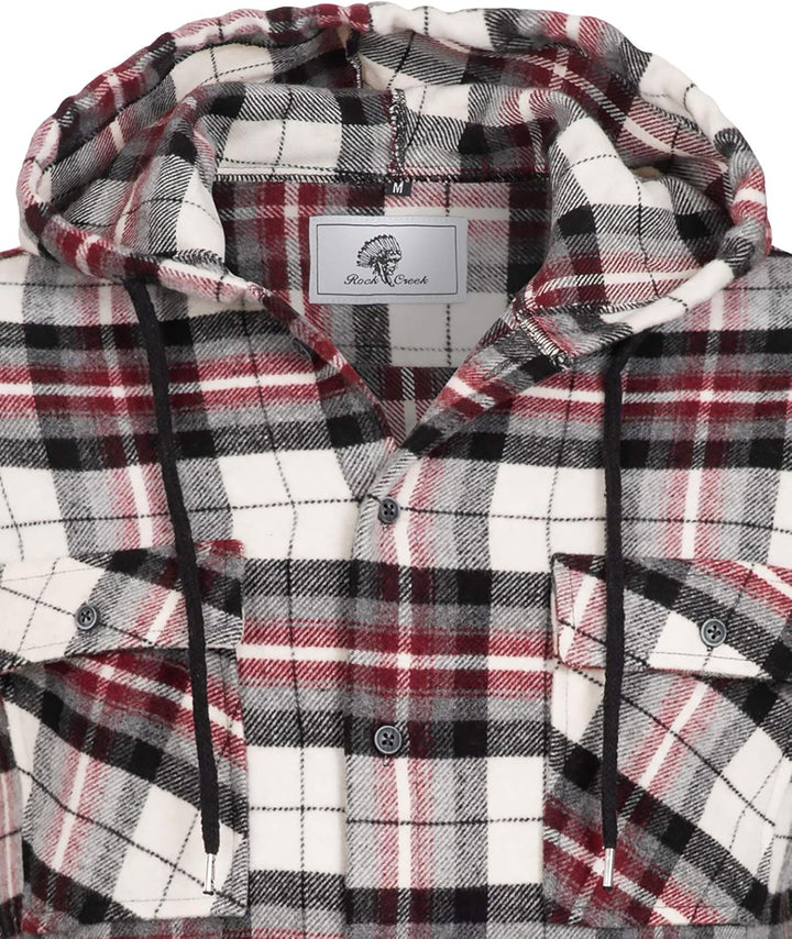 Rock Creek Herren Hemd Kariert Kapuzenhemd M65 3XL Weiss - H257, 3XL Weiss - H257