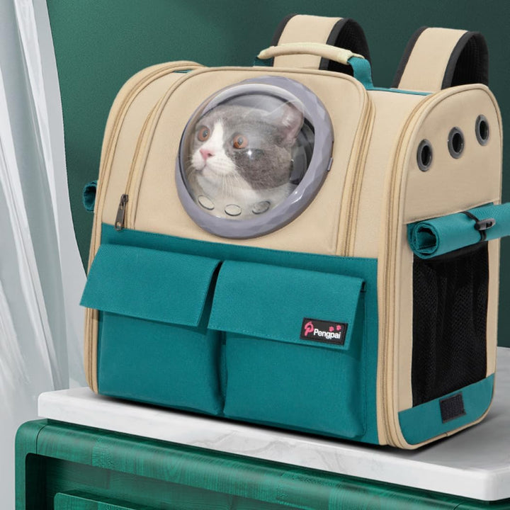 Haustiertasche Rucksack für Katzen Hunde 8kg, Atmungsaktiv Grosser Tiertransportrucksack 3 Eintritt