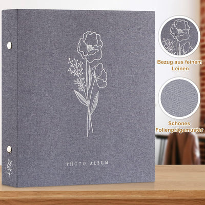 Lanpn Fotoalbum Selbstklebend Einkleben Scrapbook, Leinen Gross Weisse Seiten Fotobuch zum Selbstges