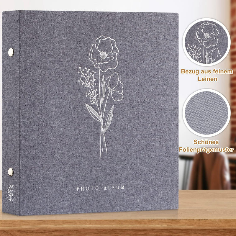 Lanpn Fotoalbum Selbstklebend Einkleben Scrapbook, Leinen Gross Weisse Seiten Fotobuch zum Selbstges