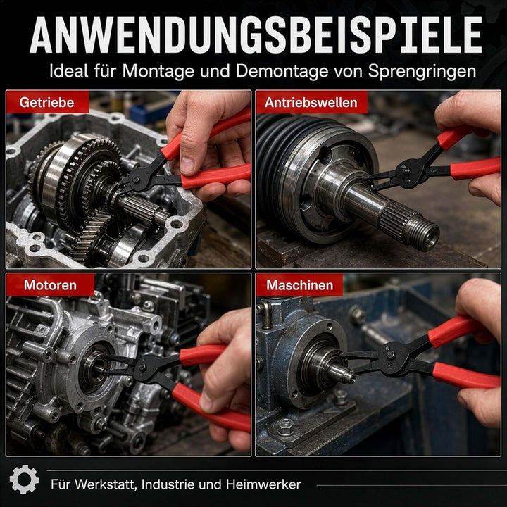 Wiltec Sprengring Zange 11 teilig, 12,7-203 mm, Seegeringzange für Aussenringe und Innenringe, Siche