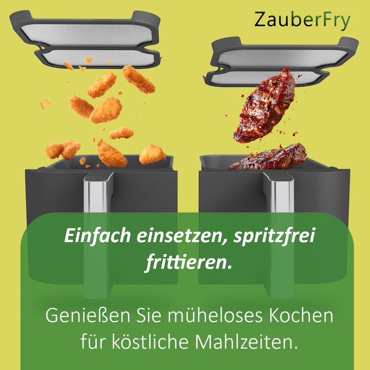 2x ZauberFry Spritzschutz, Effektiver Fettspritzschutz kompatibel mit Ninja Foodi MAX Dual Zone AF40