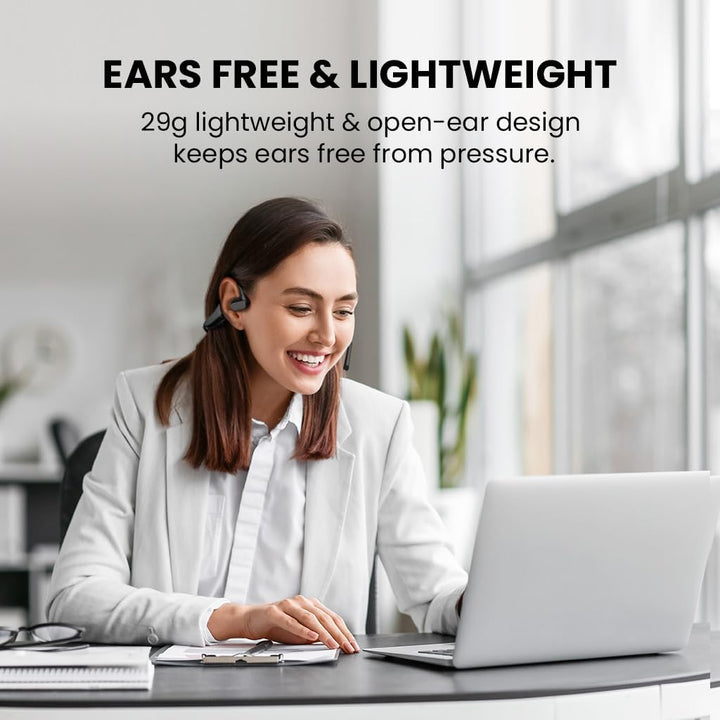 Avantalk Lingo N21 - Open-Ear Kabellos Headset mit Geräuschunterdrückendem Boom-Mikrofon & Ladestati