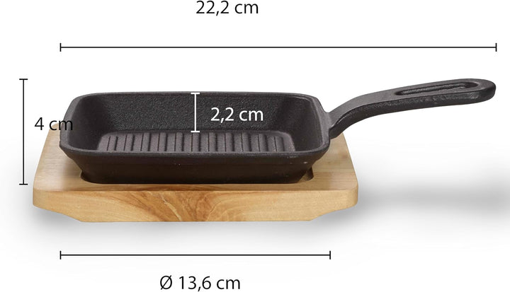 ECHTWERK Servierpfanne 4er Set aus Gusseisen, Servierpfännchen, Quadratische Auflaufform mit Servier