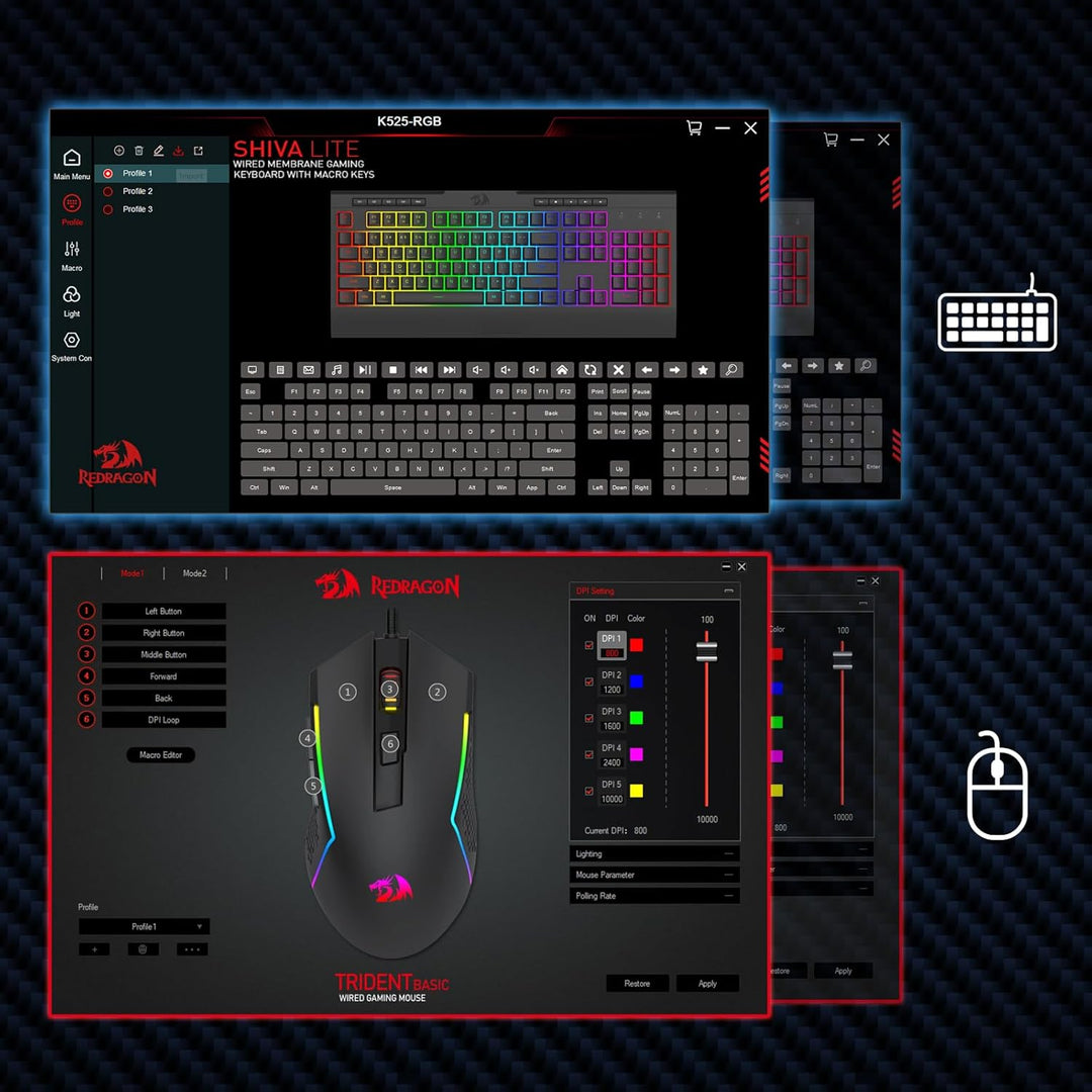 Redragon S151 Gaming-Tastatur- und Maus-Kombination, 104 Tasten K525 kabelgebundene RGB-Membrantasta