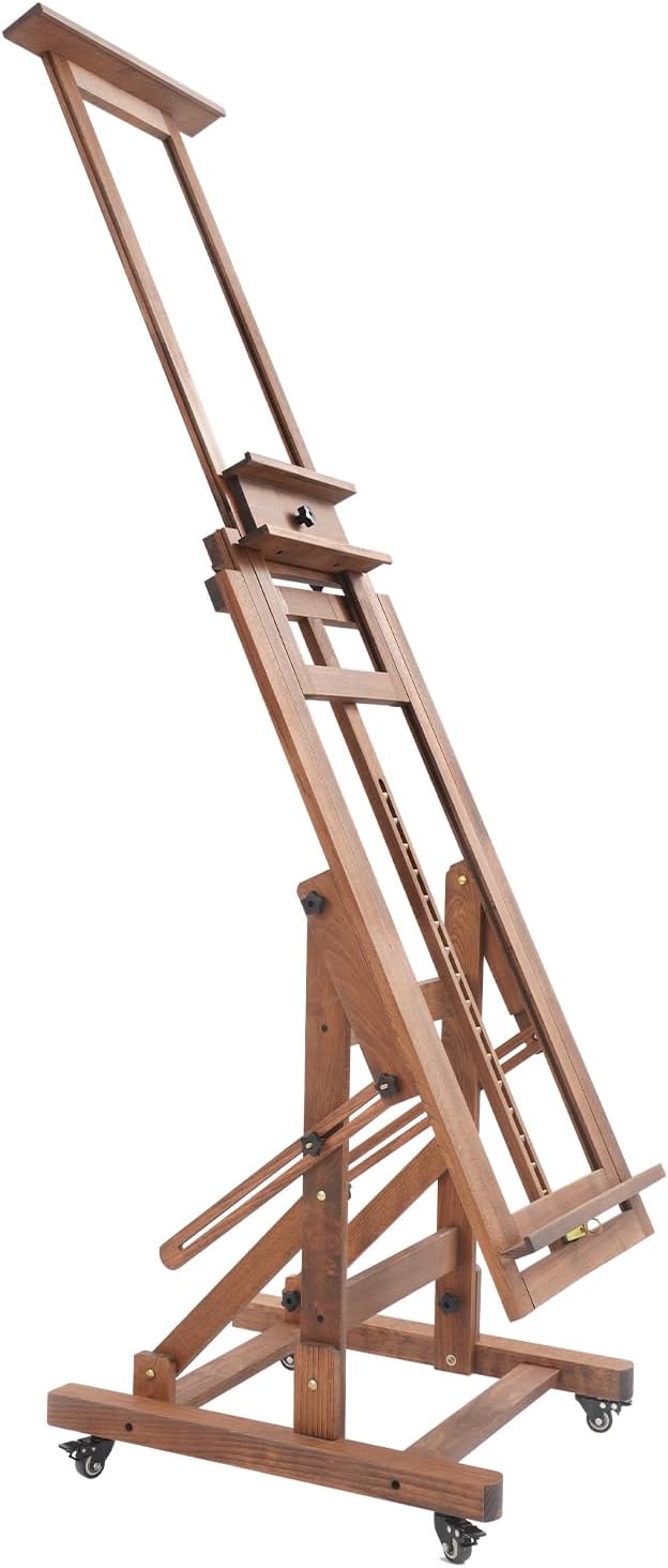 Staffelei Holz Einstellbar 140-300cm Staffeleien Gross mit Rädern, waagerecht und senkrecht malen, f