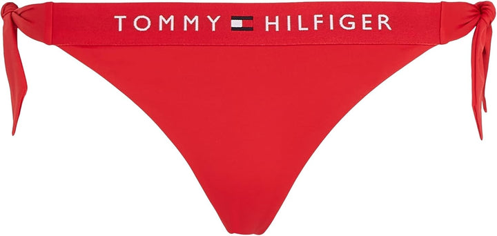 Tommy Hilfiger Damen Bikinihose Seitliche Schnürung Side Tie Cheeky Bikini Sport L Rot (Primary Red)