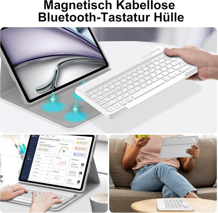 IVEOPPE Hülle mit Tastatur für iPad Air 13 Zoll 2025 M3/2024 M2, Deutsches QWERTZ Layout, Bluetooth