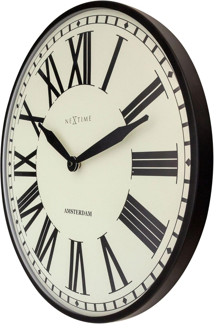 NeXtime Wanduhr Dia. 40cm - Metall Amsterdam Stil Uhrwerk One Size Silberfarben, One Size Silberfarb