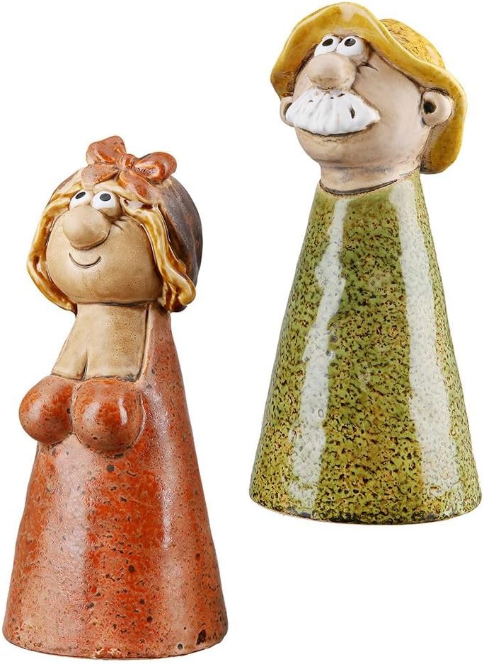 MF 2er Set Hans & Hilde Zaunhocker Set – Keramikfiguren für Gartenzaun