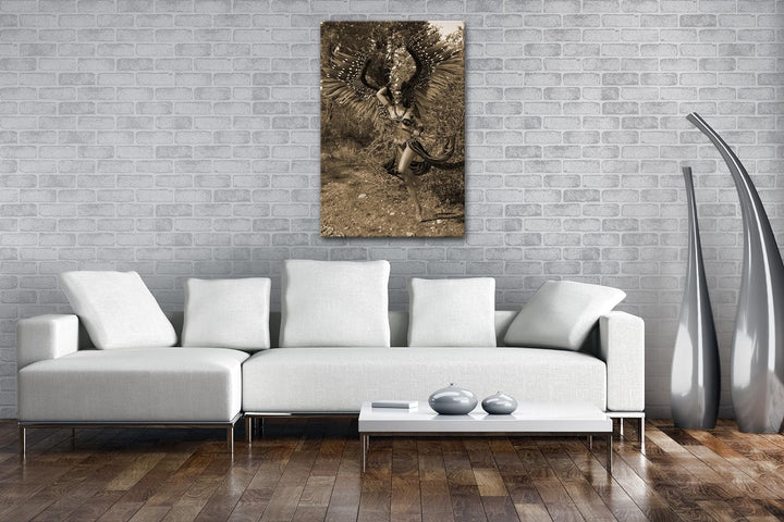 deyoli Feen Kriegerin Format: 80x60 Effekt: Sepia als Leinwand, Motiv fertig gerahmt auf Echtholzrah