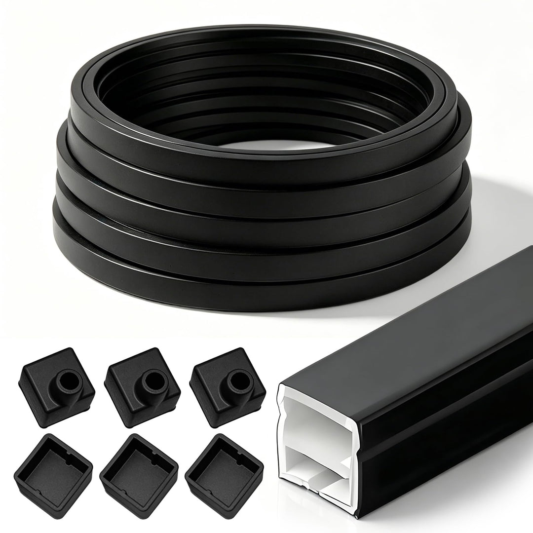 LED Profil Schwarz, LED Schiene Diffusor für Akustikpaneele Beleuchtung – 12x12mm Flexibles Silikon