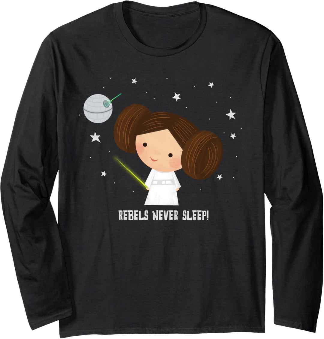 Star Wars Kawaii Princess Leia Rebels Never Sleep Langarmshirt