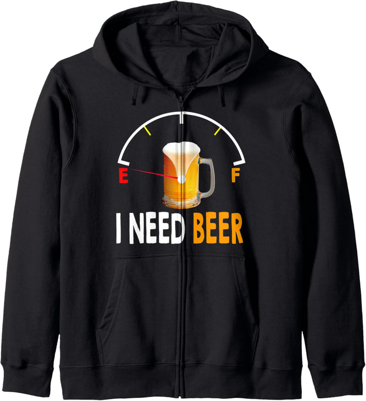 I Need Beer: Gas Guage Funny Beer Lover Kapuzenjacke