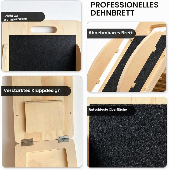 2-in-1 Wadendehner Schrägbrett aus Holz: Balance Board für Erwachsene, Massivholz-Klapp-Slant Board