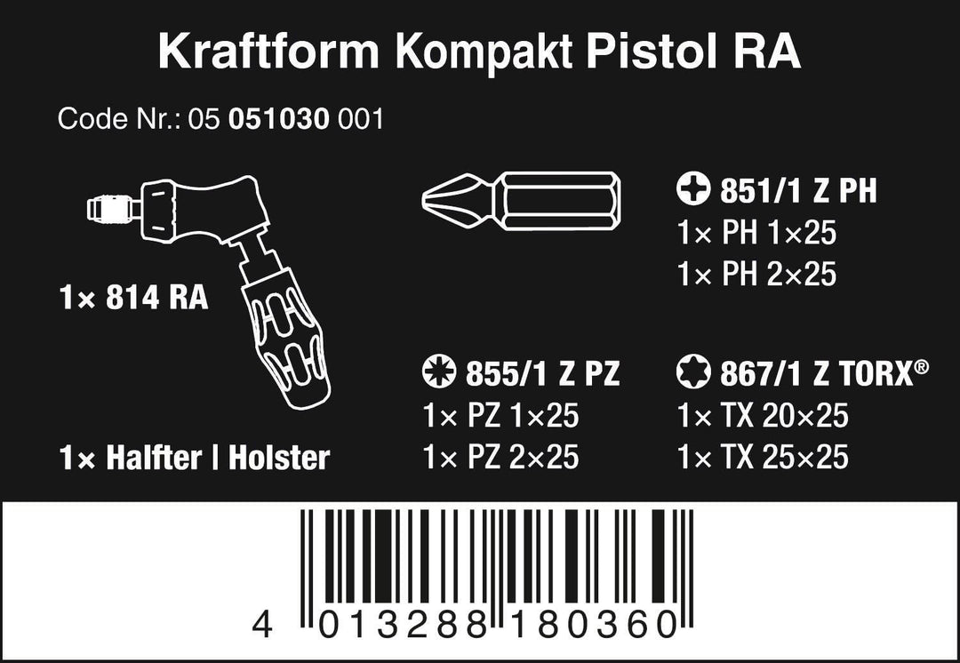 Wera Kraftform Kompakt Pistol RA, 7-teilig, 05051030001