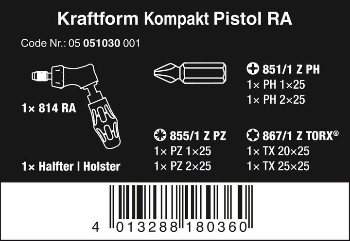 Wera Kraftform Kompakt Pistol RA, 7-teilig, 05051030001