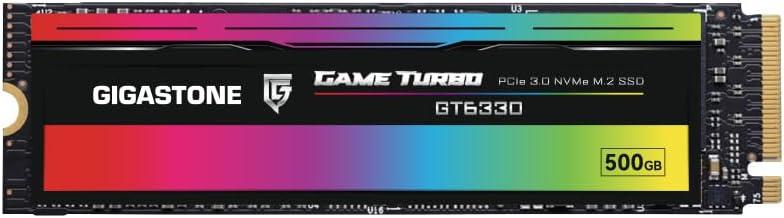 Gigastone SSD 500GB NVMe Gen3 Gaming M.2 2280 PCIe 3.0x4 Internes Solid State Laufwerk Festplatte Sp