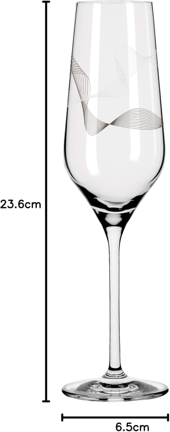 RITZENHOFF 3711002 Champagnerglas 250 ml – Serie Kristallwind Set Nr. 2 – 2 Stück mit Windillustrati