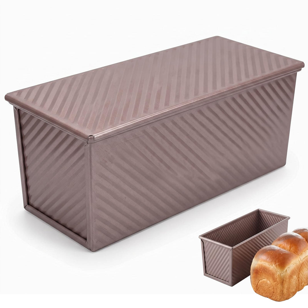 GETRICH Toastbrot Backform mit Deckel, 1000g, 32x 12x 11 CM, Roségold | Antihaft, Rechteckig Brotbac