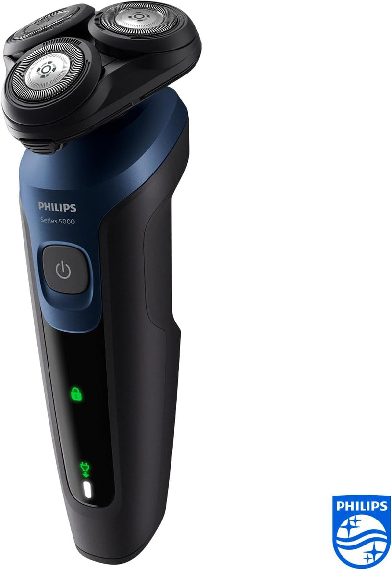 Philips Shaver Series 5000 – Elektrischer Nass- & Trockenrasierer für Herren in Metallic-Blau mit Pr