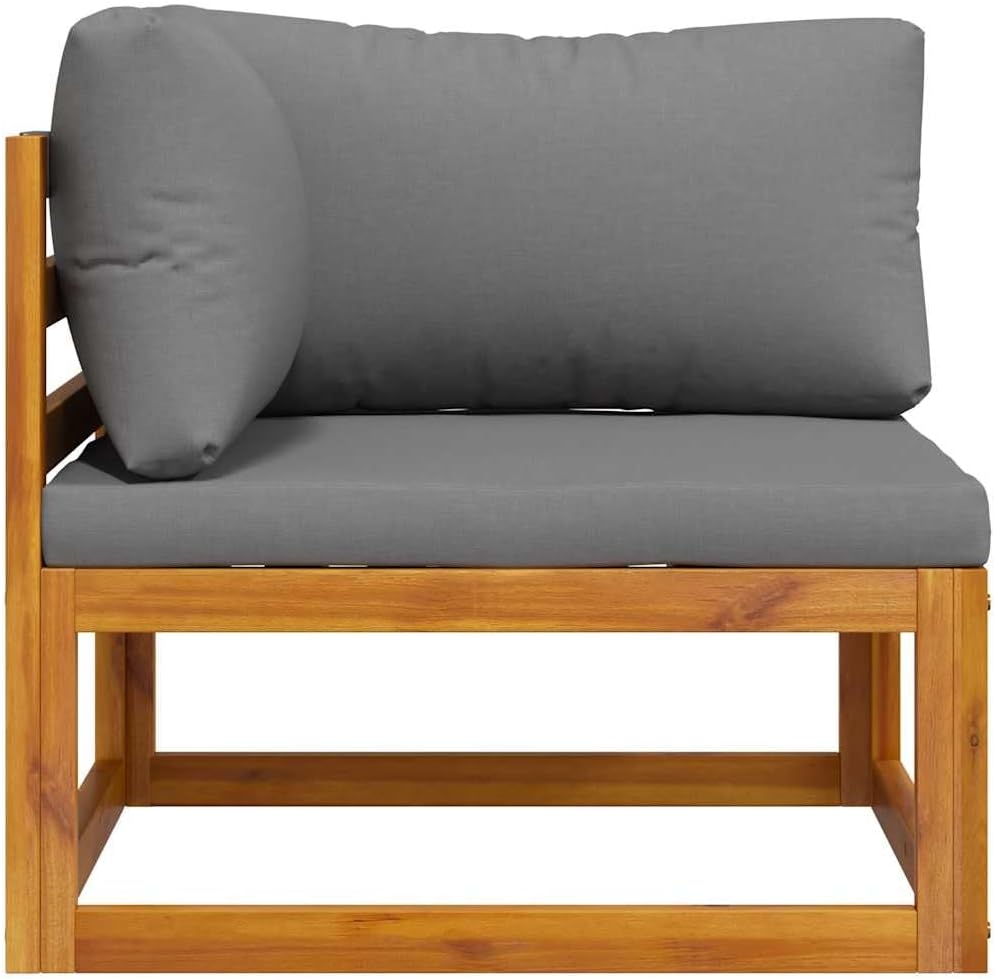vidaXL Akazienholz Massiv Modular Ecksofa mit Dunkelgrauen Kissen Sofa Lounge Gartensofa Sessel Gart