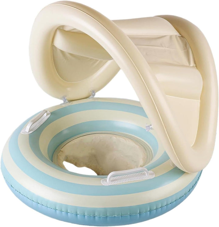 Kinder Aufblasbare Pool Schwimmhilfen Schwimmender Sitz mit Sonnendach Blau, Blau