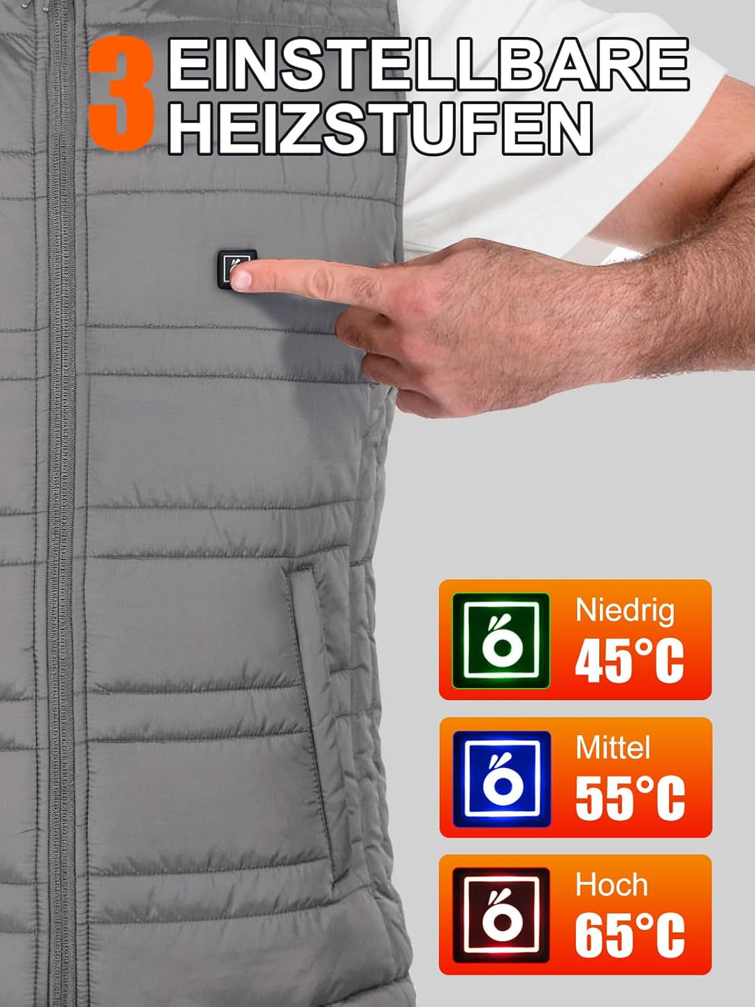 UNBON Beheizbare Weste, Heizweste Herren Damen, Beheizbare Jacke mit Powerbank 10000mAh USB, Beheizt