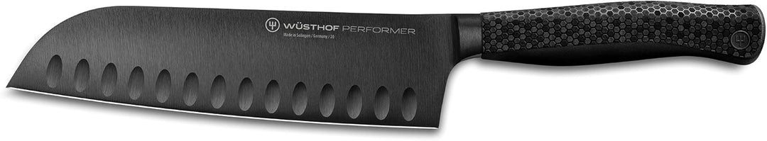 WÜSTHOF Performer Santoku 17 cm, Schwarz,silber Santoku, 17 cm Klinge Single