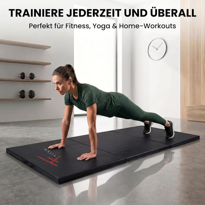 Fitem Fitnessmatten, faltbar, dick, Masse 240 x 120 x 4 cm oder 180 x 60 x 4 cm, mit Transportgriffe