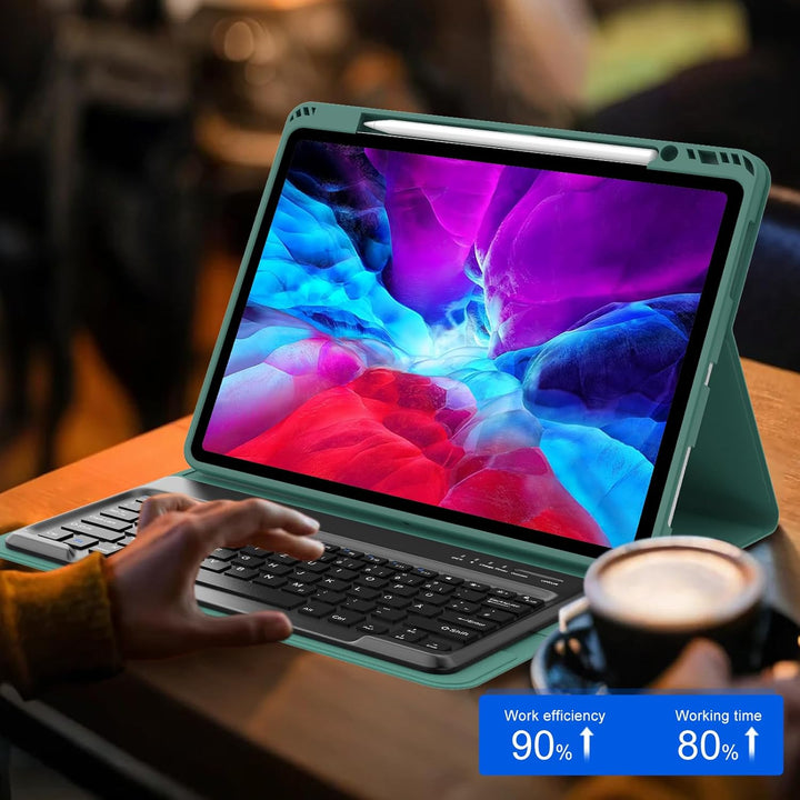 Hülle mit Tastatur für iPad Pro 12.9 Zoll 6ª 2022 /5ª 2021/4ª 2020/3ª Gen 2018, QWERTZ Deutsches Mag