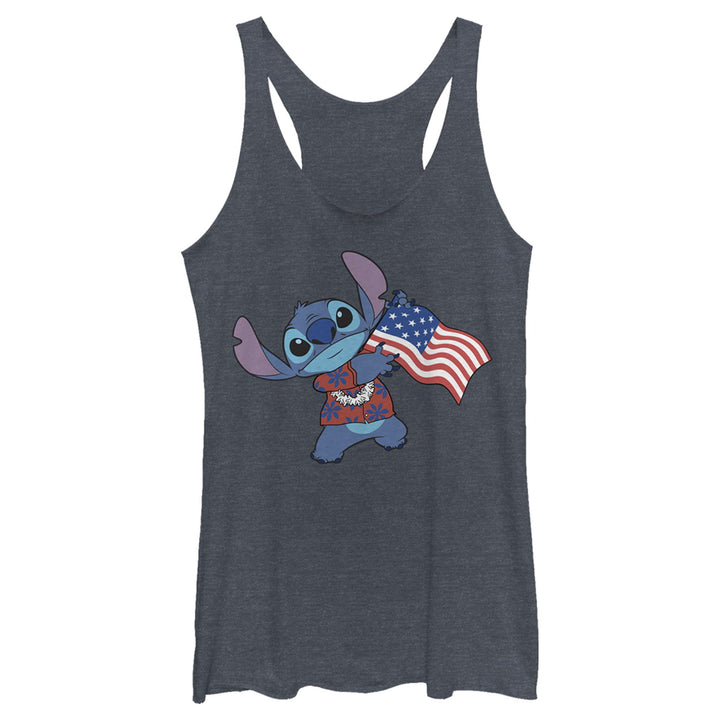 Disney Damen Tropische Flagge T-Shirt M Marineblau Meliert, M Marineblau Meliert