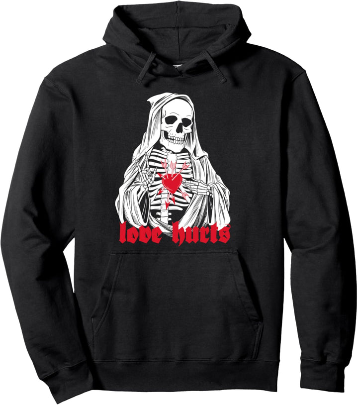 Antichrist Liebe schmerzt Tod Sensenmann Schädel Valentines Pullover Hoodie