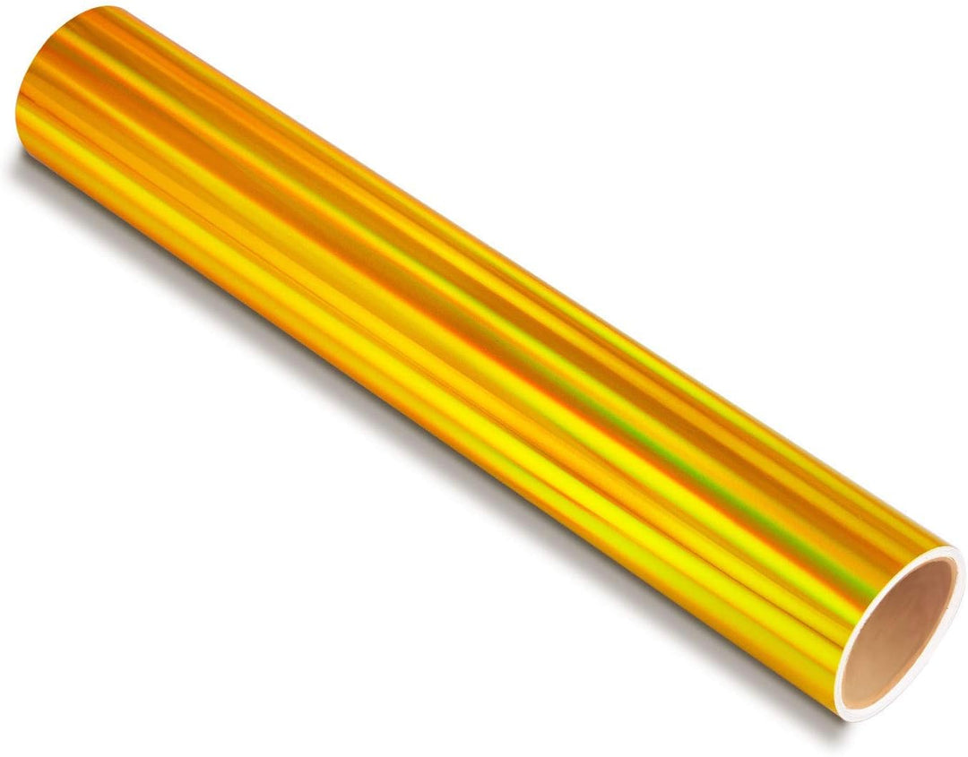 TECKWRAP Glänzendes Regenbogen-Vinyl, holografisch, goldfarben, verchromt, 0,3 m x 1,5 m, Goldfarben